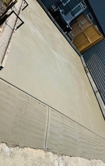 Concrete garage pad